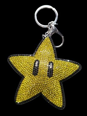 Super Mario Brothers Rhinestone Superstar Bag Charm Keychain